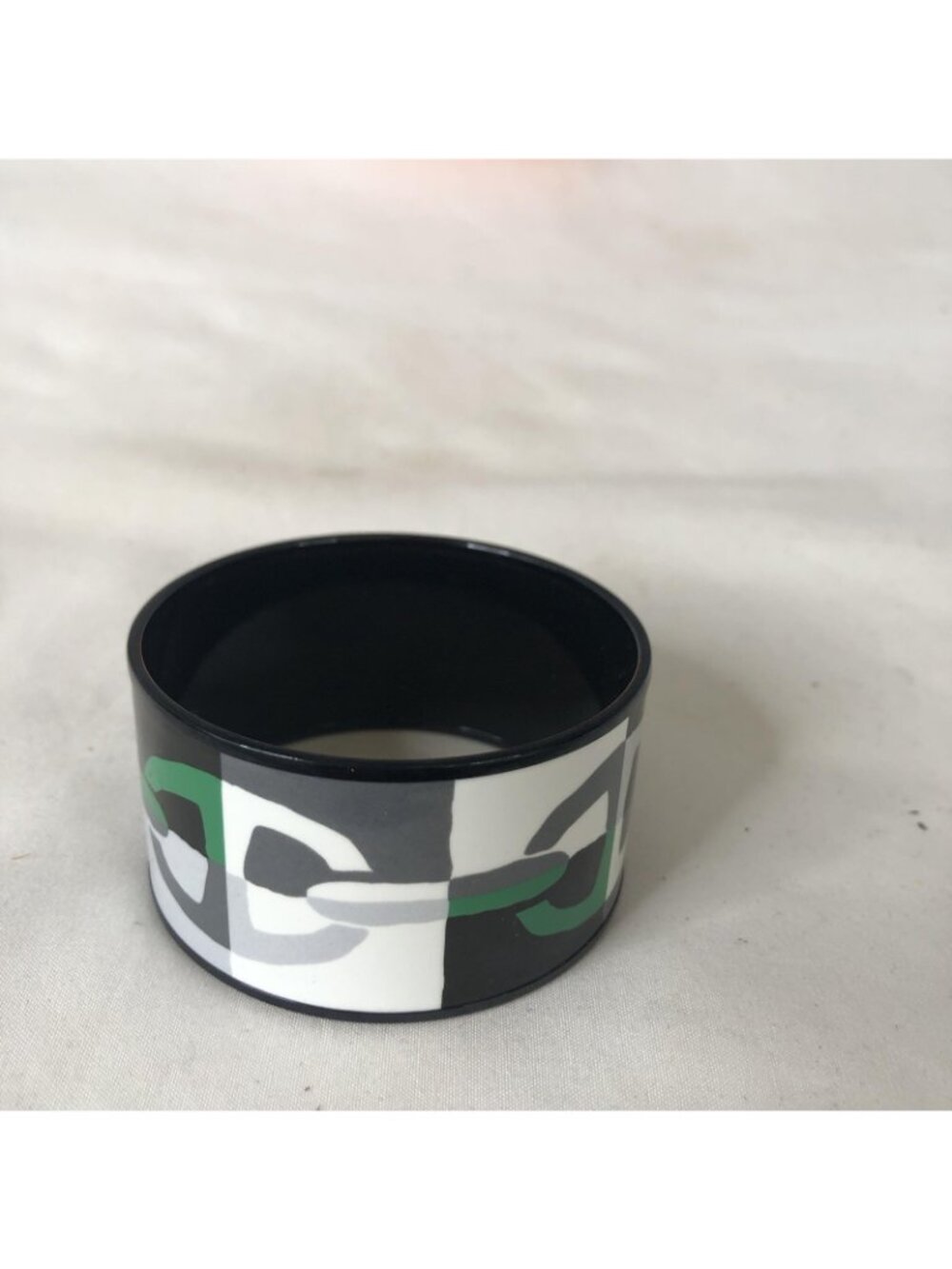 Hermes Printed Enamel Bangle Bracelet Multicolor Chain Link Made In France Box - Picture 11 of 16